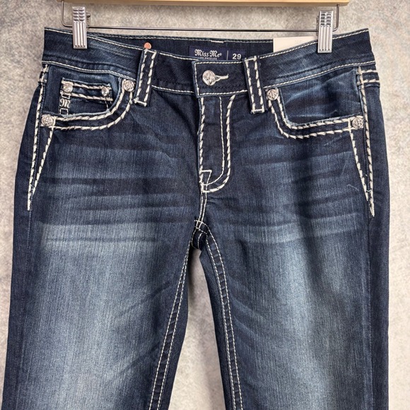 Miss Me Loose Saddle Stitch Border Chloe Bootcut Jeans Mid Rise 29x32 NWT - Picture 4 of 16
